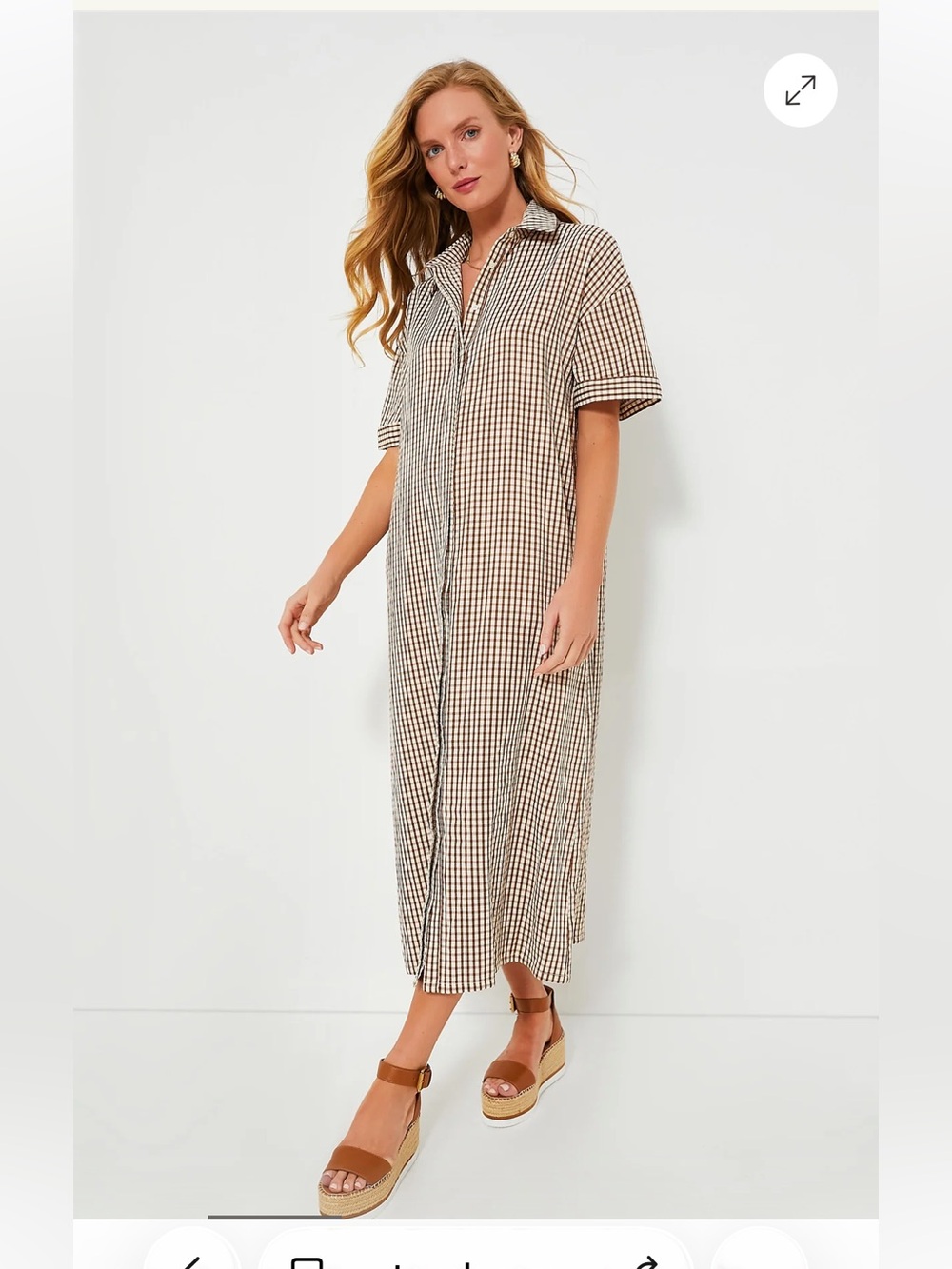 Tuckernuck POMANDER PLACE Brown Gingham Seersucker Zacara Dress Size Large